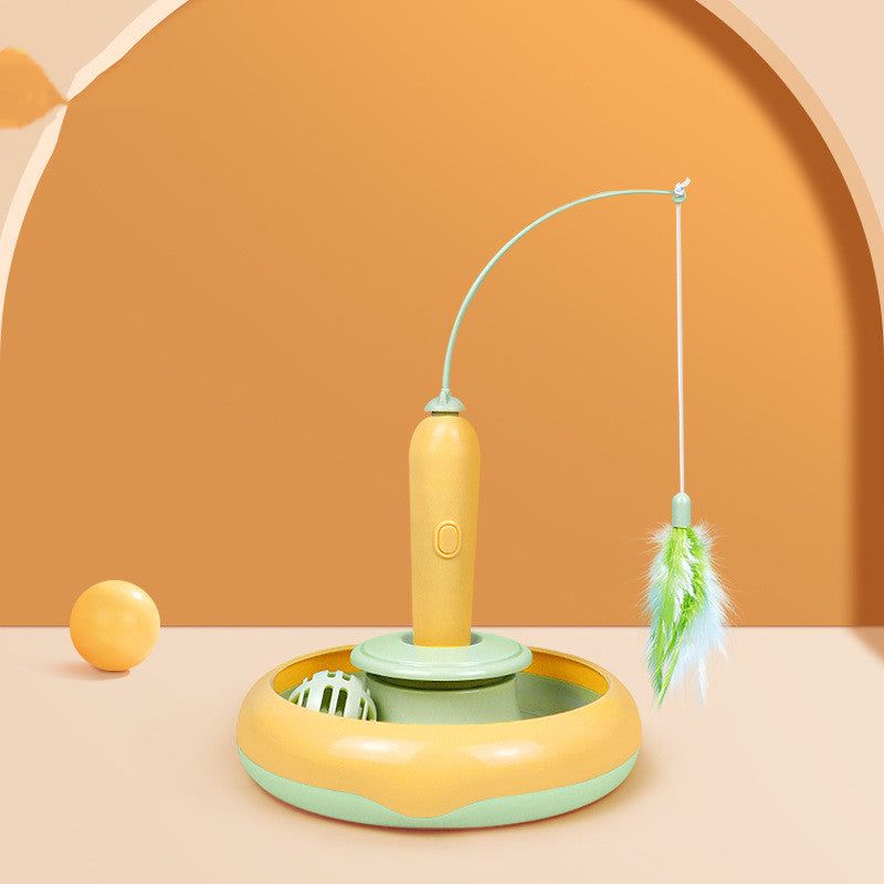 2 In 1 Turntable Cat Toy With Feather - Pets Systems