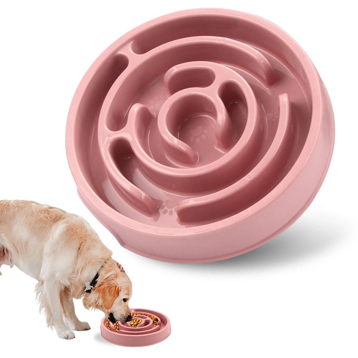 dog healthy eating with slow feeder bowl