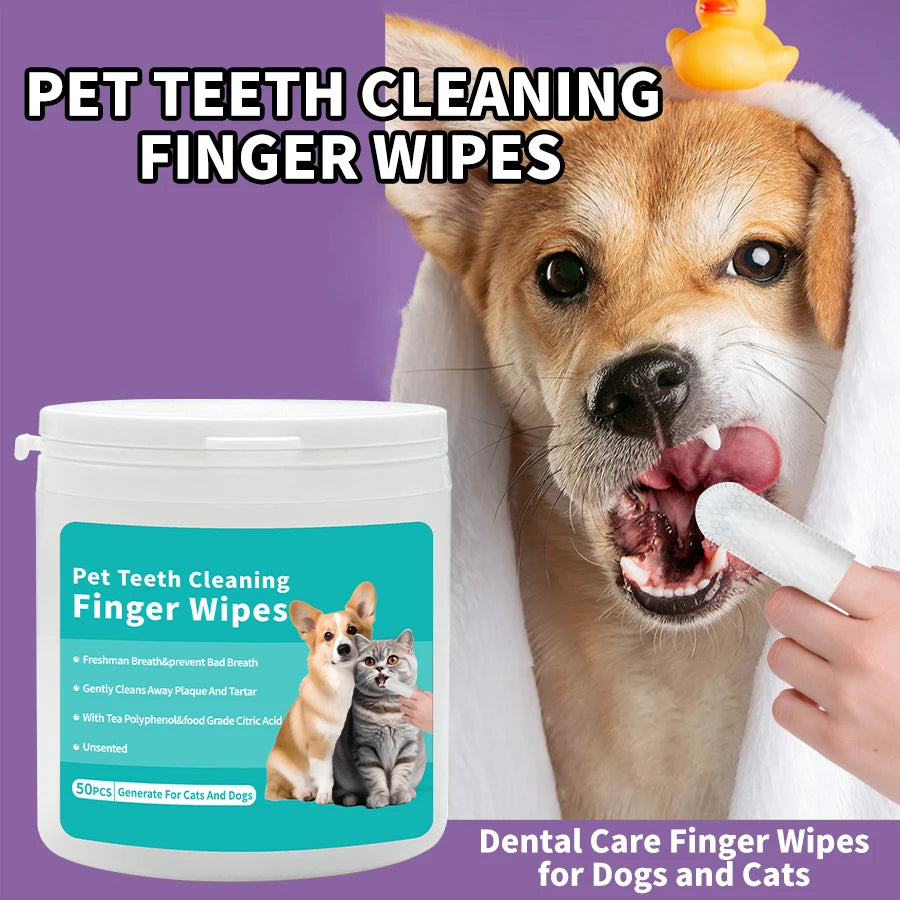 Pet cleaning wipes for dog teeth and ear care