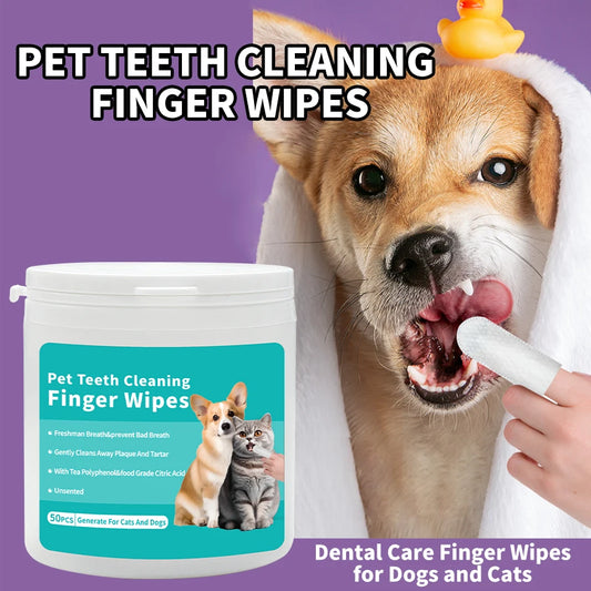 Pet cleaning wipes for dog teeth and ear care