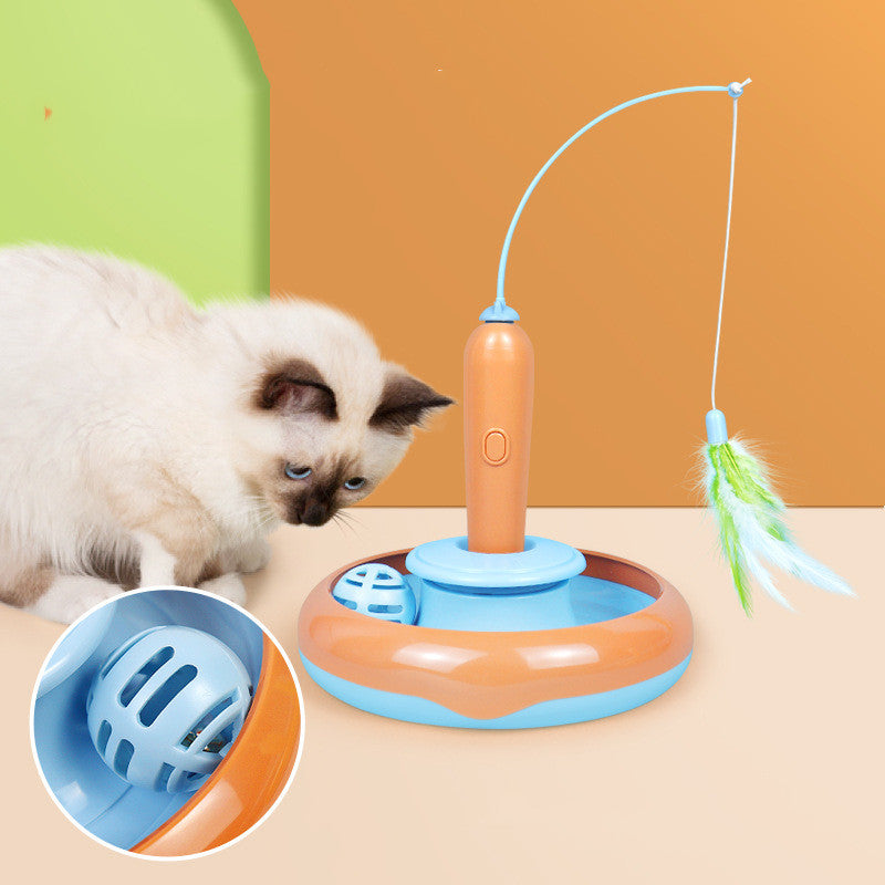 2 In 1 Turntable Cat Toy With Feather