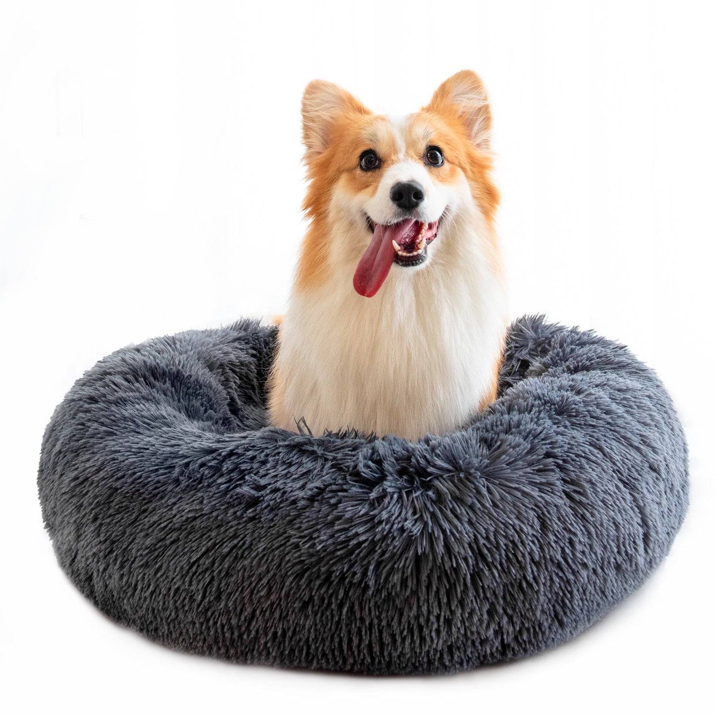 cozy round pet nest bed for anxiety relief