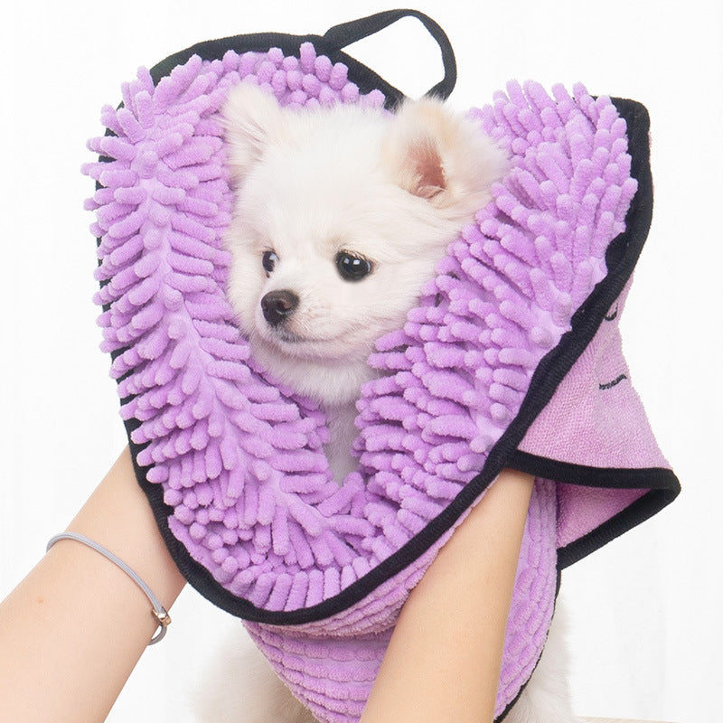 dog after bath using microfiber towel