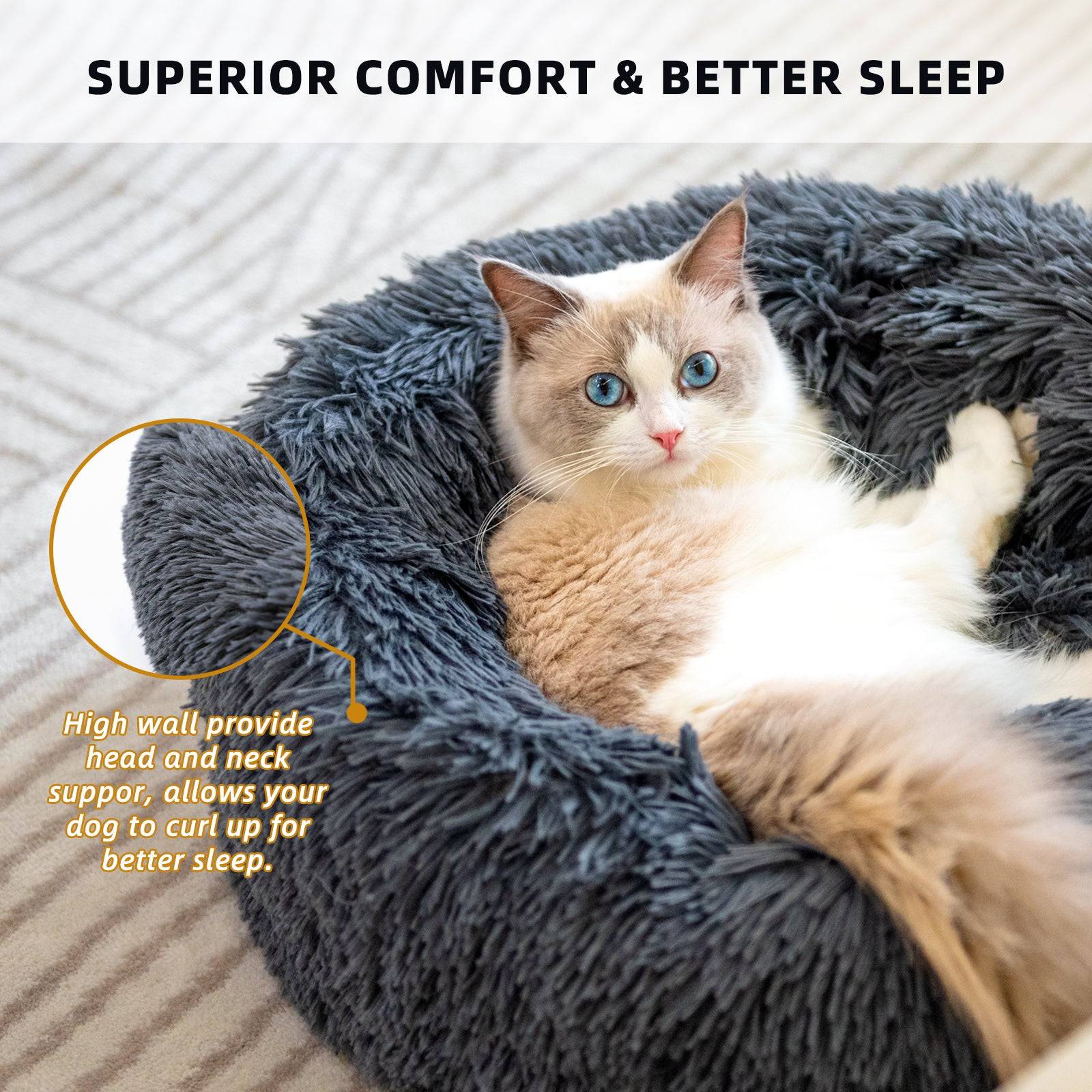 fluffy donut pet bed for cats and dogs