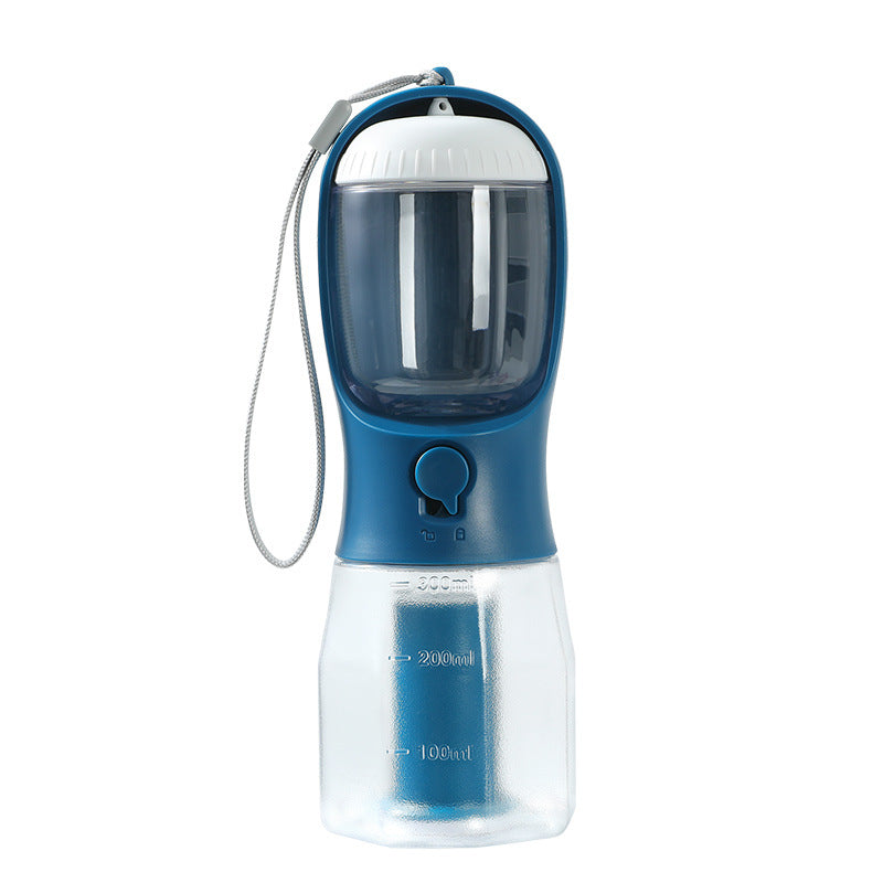 pet travel bottle with built in bowl and food section