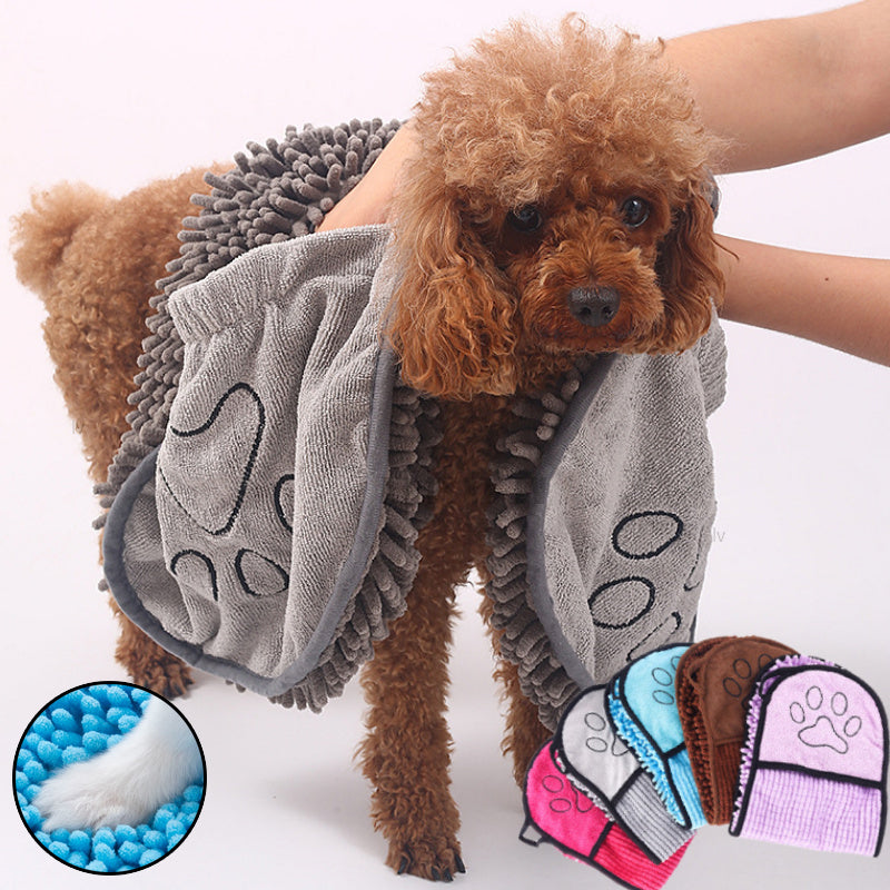 pet wrapped in soft microfiber drying towel