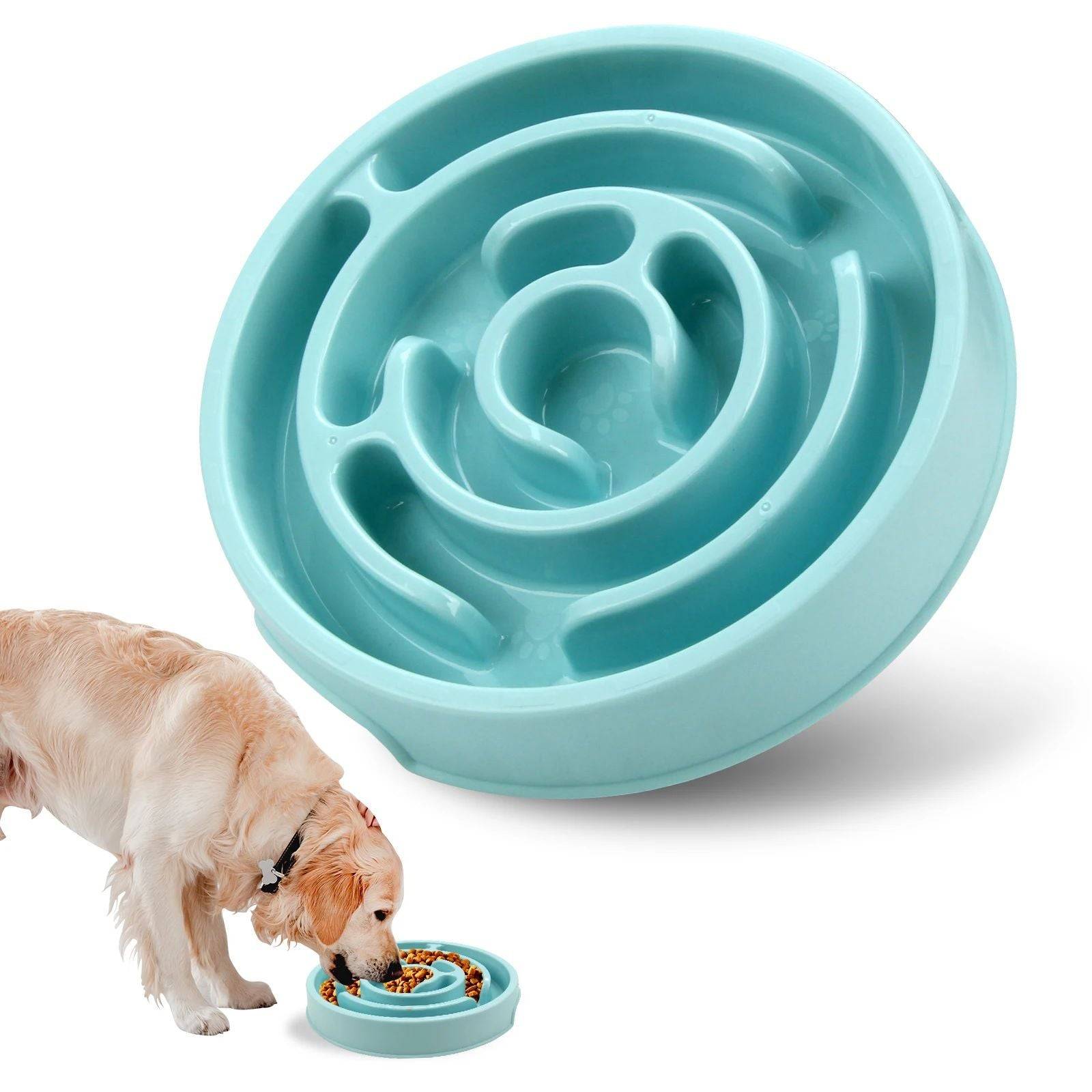slow feeder dog bowl maze design close up