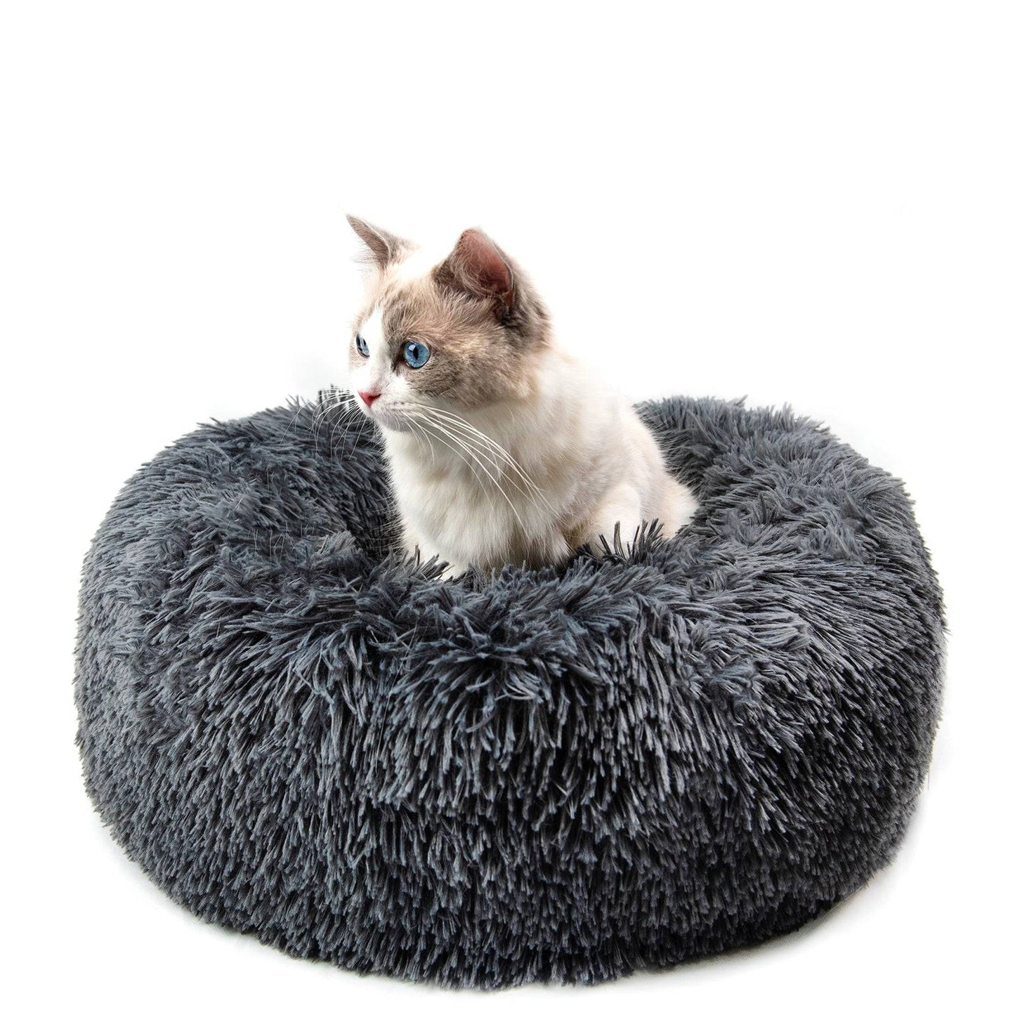 soft calming pet bed with raised edges